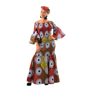 African Print Smocked Dress