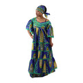 Blue African Print Lace Skirt Set