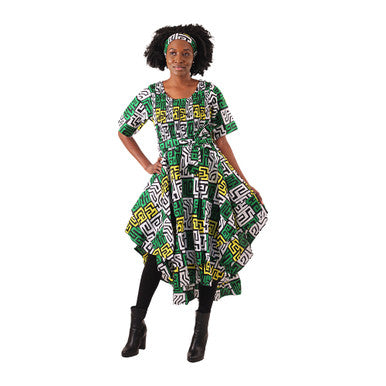 African Print Hi-Lo Bell Dress