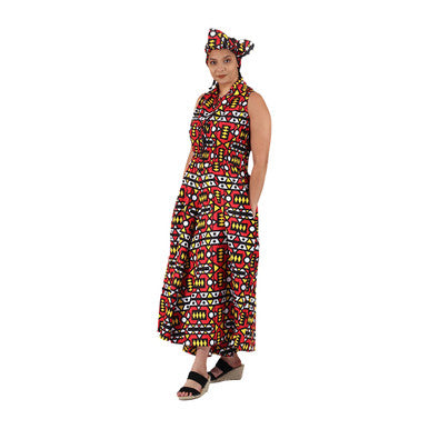 African Print Sleeveless Jumpsuit - Style A