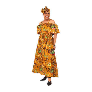 Brown Floral Ruffled Dress