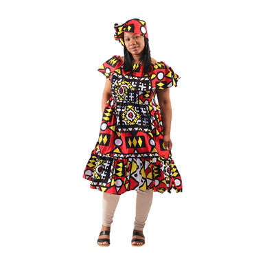 African Print Elastic Short Dress - Style A