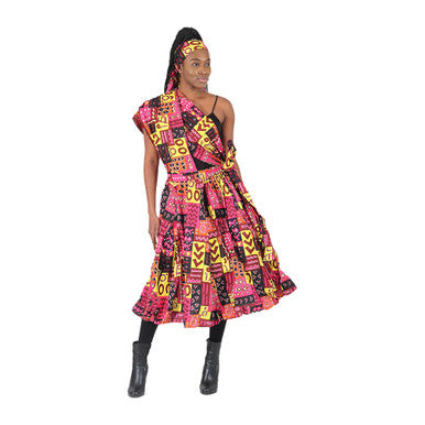 African Print Short Infinity Dress - Style C