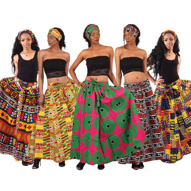 Set of 5 Bold Ankara Print Long Skirts