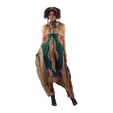 Big Dashiki Zip Jumpsuit - Black