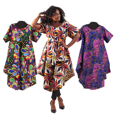 Set of 3 Short-sleeve Umbrella Dresses - ASSORTED