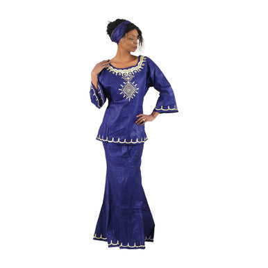 Women's Embroidered Long-sleeve Two-piece Skirt Set - Black/Gold - Size 10