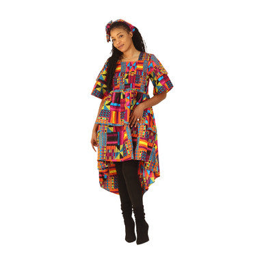 Ankara Print Hi-Low Stretch Dress - ONE SIZE - Style A