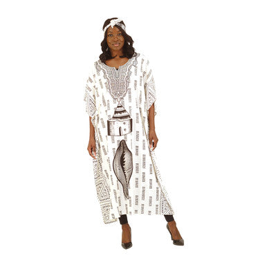 Black/White Native Print Kaftan