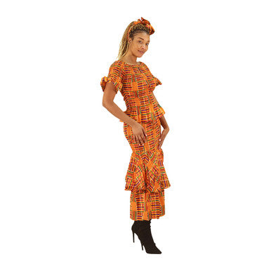 Kente Print Short Sleeve Smocked Top Dress Set - Free - #1