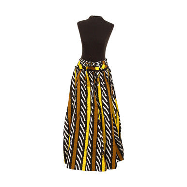 Ankara Print Long Skirt w/ Scarf - Style A
