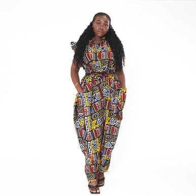 Ankara Print Wide-Leg Sleeveless Jumpsuit - Style A