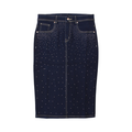 Sequined Denim Short Skirt - NAVY - 1X