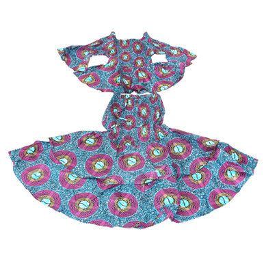 Aqua/Pink 3-Piece Luxury Skirt Set