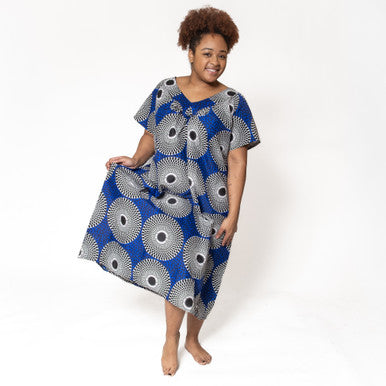 Ankara Print Short-sleeve House Dress - ONE SIZE - Style A