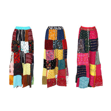 Set of 3 Patchwork Ankara Print Long Skirts - ASSORTED