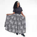 Black/White Triangle Print Flared Skirt w/ Elastic Waist