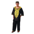 African Black Gold Embroidered Pant Set