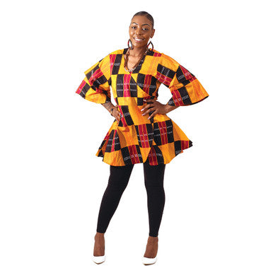 Kente #3 Wrap Blouse - Free