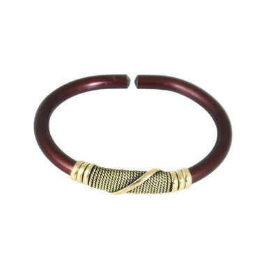 Burgundy/Gold Twist Metal Bracelet