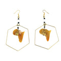 Africa Map Hexagon Earrings: Light Bone