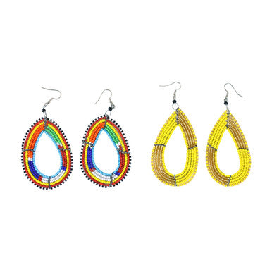 Authentic Maasai Beaded Earrings - LG