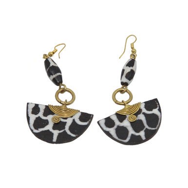 Black/White Bone Half-Moon Earrings