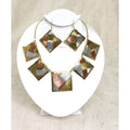 Brass Tri-Metal Necklace & Earring Set