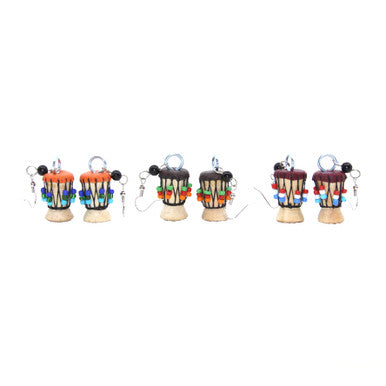 Set of 3 Djembe Drum Earrings - ASSORTED