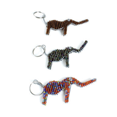 Beaded Metal Key Chain - Elephant
