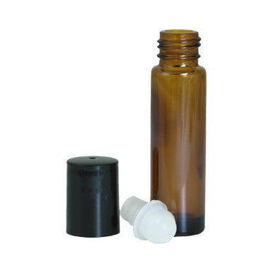Amber ⅓ oz (10 ml) Glass Roll-On Bottles - Set Of 12