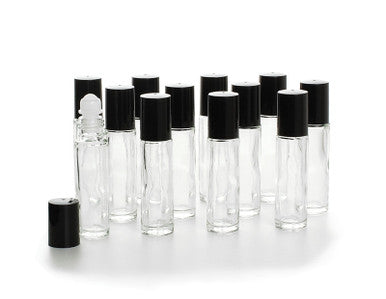 ⅓ oz (10 ml) Glass Roll-On Bottles - Set Of 12