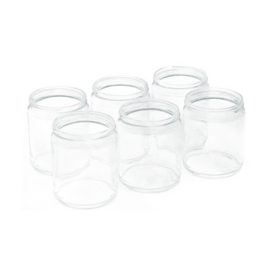 Set Of 6 Straight Sided Glass Jars & Lids - 9 oz.