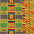 Economy Burgundy & Green Kente Print Fabric 12 Yards