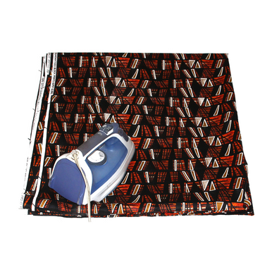 Black/Orange Ankara Print Fabric - 6 Yards