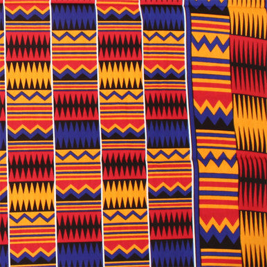 Economy Red/Blue Kente Print Fabric 12 Yards