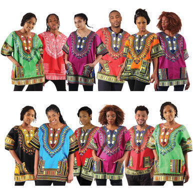 Set Of 12 King-Sized Dashikis (Sizes 2X, and 3X only)